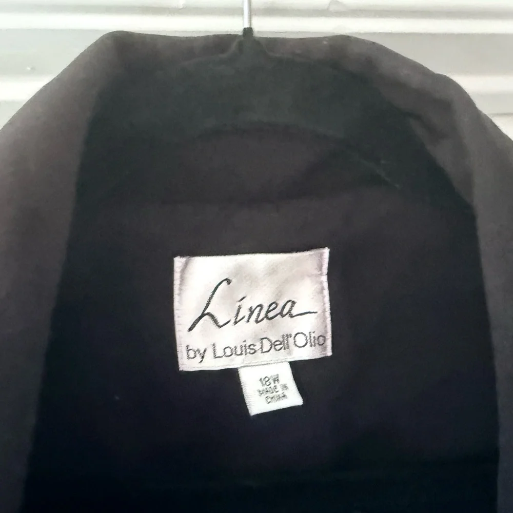 Linea by Louis Dell'Olio black trench coat size 18 W. See video and pics! - Picture 8 of 8